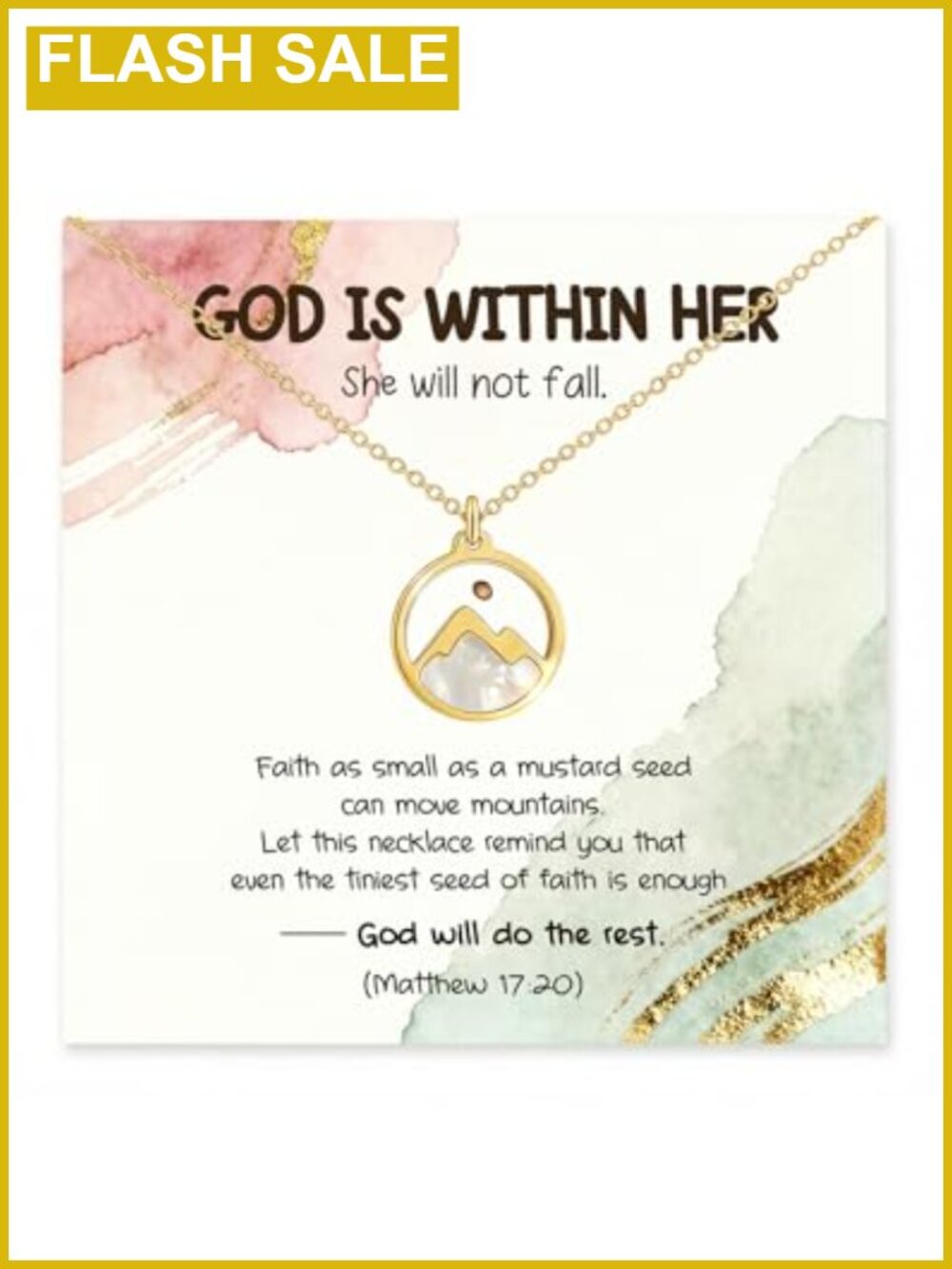 Mustard Seed Necklace 18K Gold Plated Pendant Faith Christian Gift
